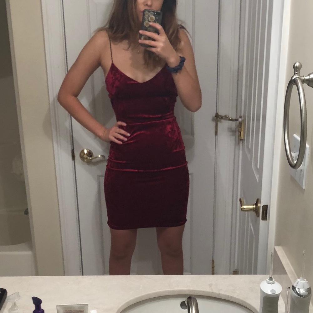 Red velvet bodycon dress